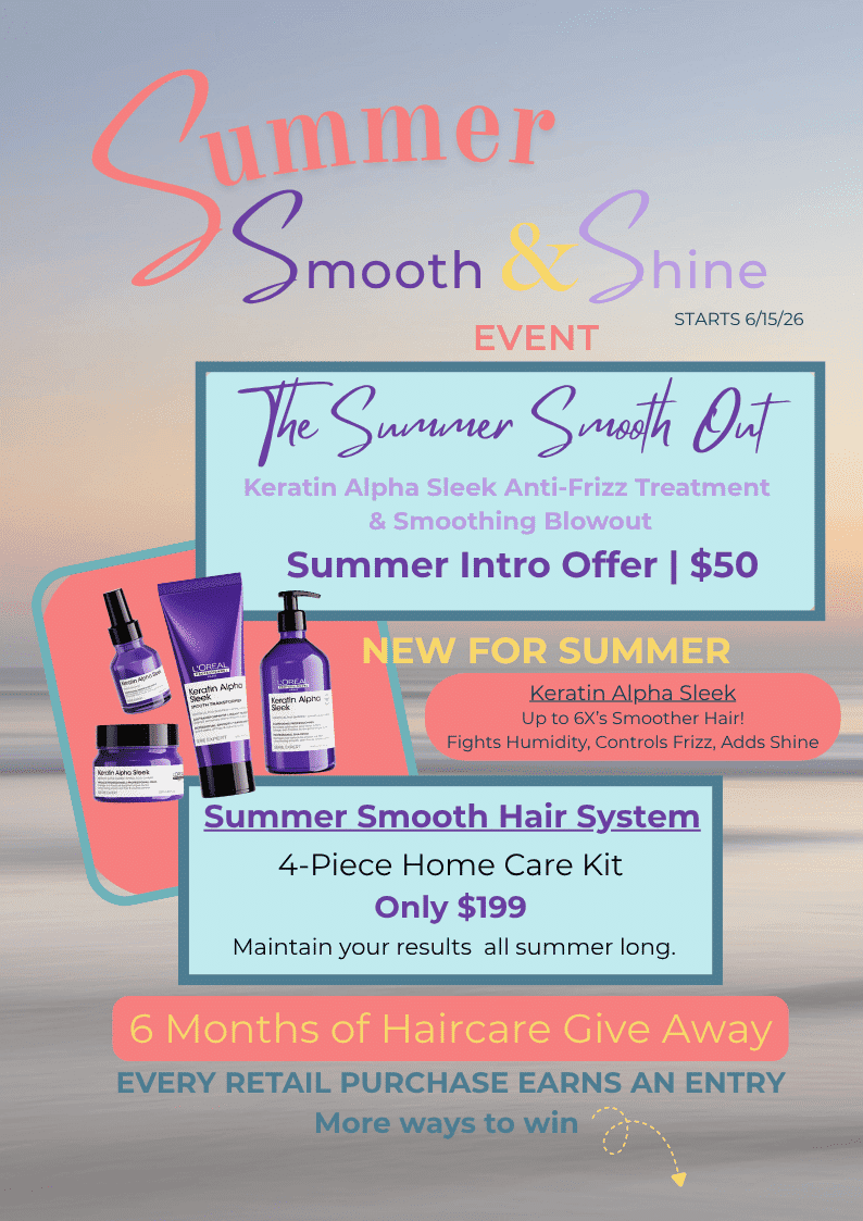 Summer hair event with deals on smooth hair care kits. Win haircare for 6 months with purchase.