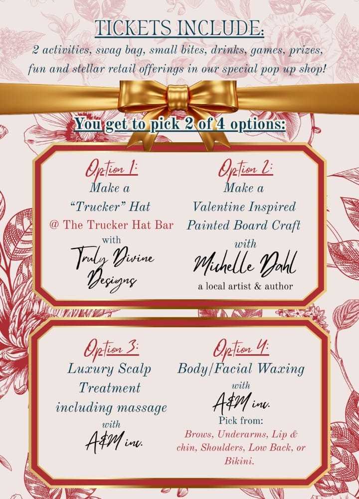 Tickets offer 2 activities: Truck hat bar, inspired board craft, scalp massage, or waxing.